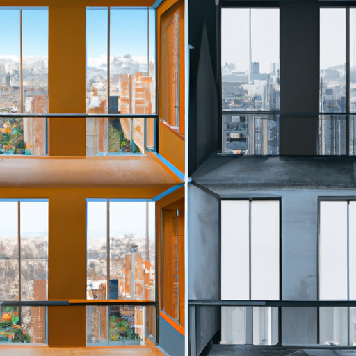 תמונת השוואה לפני ואחרי של דירה המציגה את השיפורים לאחר שדרוגי מיגון.